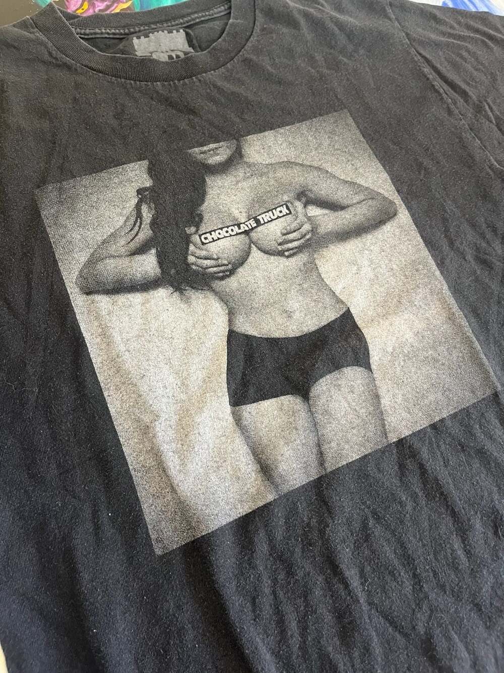 Chocolate Truck Graphic T-Shirt Black Size Medium